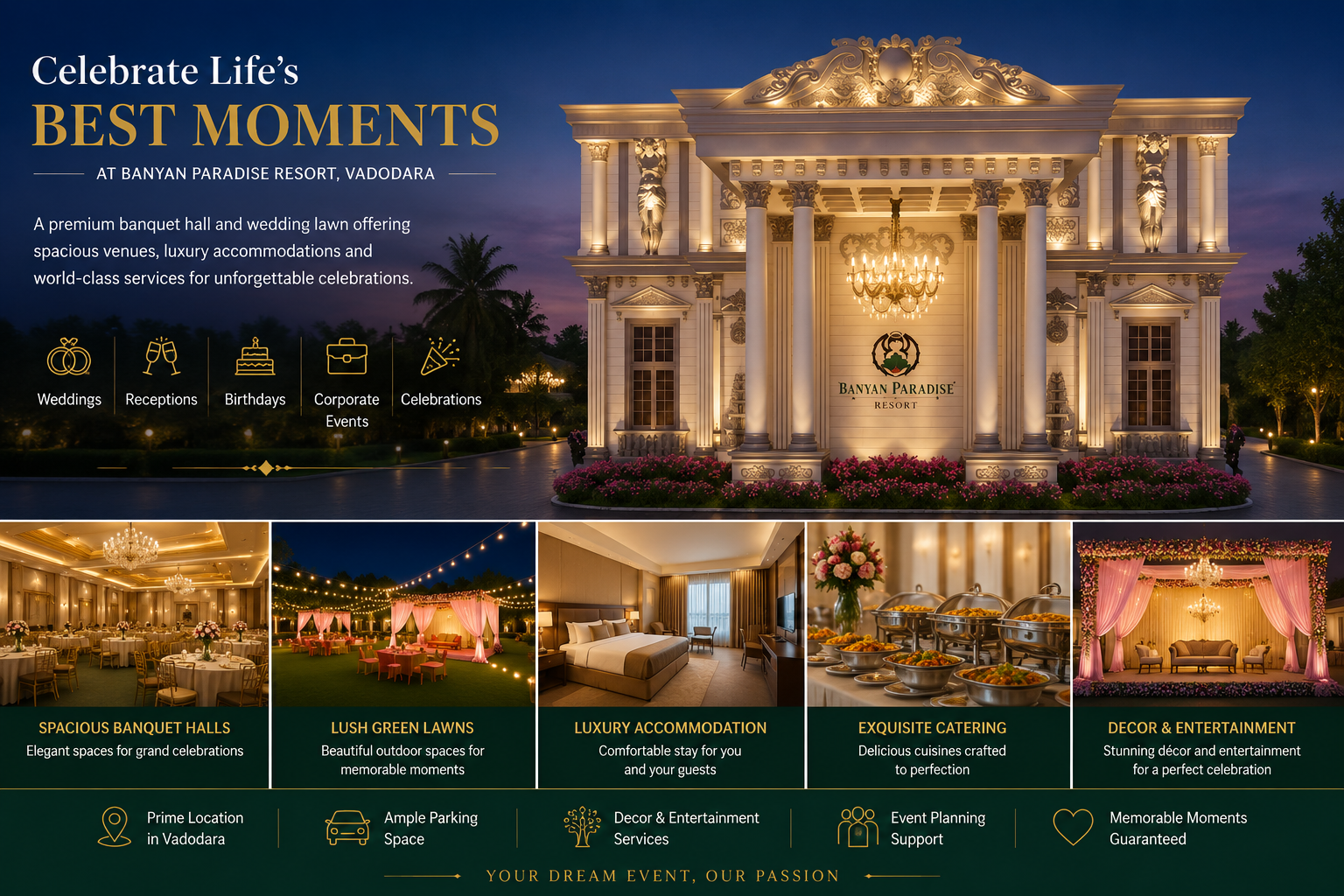 Wedding Venue, Banquet Hall  in Vadodara & Party Plot in Vadodara | Banyan Paradise Resort
